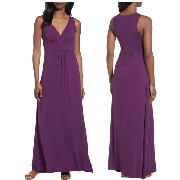 Loveappella Dresses & Skirts - LOVEAPPELLA V Neck Jersey Maxi Dress Purple PXL NWT